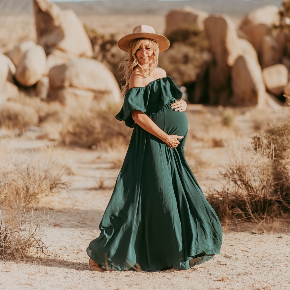 Maternity Photoshoot Dress / Gown / flowy off the shoulder maxi chiffon dress